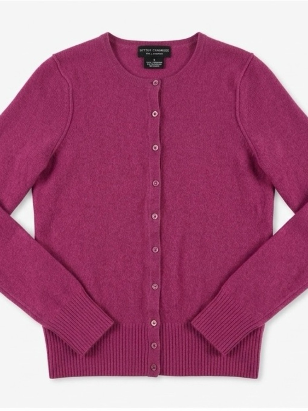 Sutton Cashmere Women's Button-Front Crewneck Cardigan - Magenta